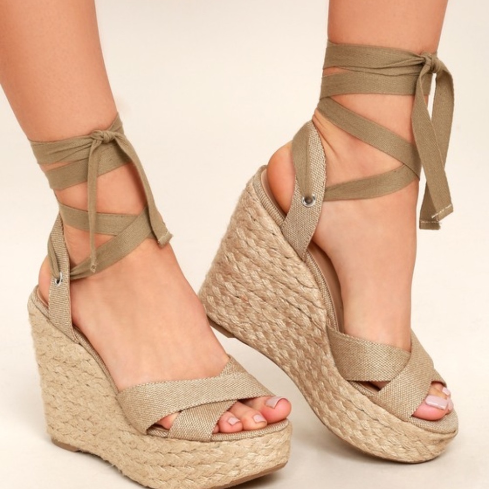 Lulu's Esme Lace Up Espadrille Sandal